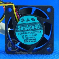 109P0424H7D28, Quạt Tản Nhiệt Sanyo Denki 109P0424H7D28, 24VDC, 0.08A, 40*40*15mm